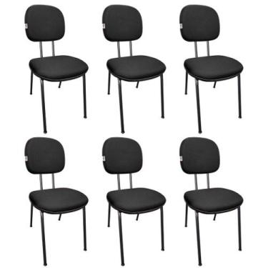 Imagem de KIT 6 Cadeiras Secretária Pé Palito Estofada Cor:PretoMaterial:JSerran