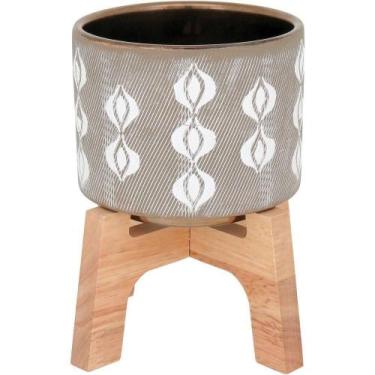 Imagem de Adin Cachepô 19X17X17Cm Cerâmica Cinza Com Suporte - NH