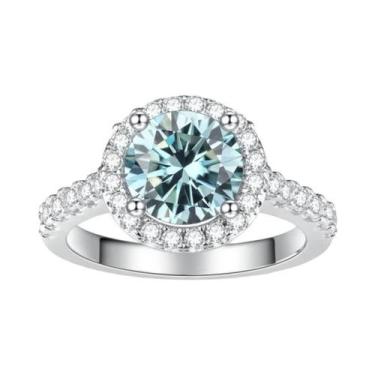 Imagem de Anel De Moissanite Cinza 1CT Em Prata 925 Para Mulheres, Joias De Moda