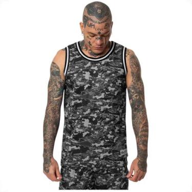 Imagem de Regata Basquete Okdok Camuflada Masculina 2240501 Cor:CinzaTamanho:GGe
