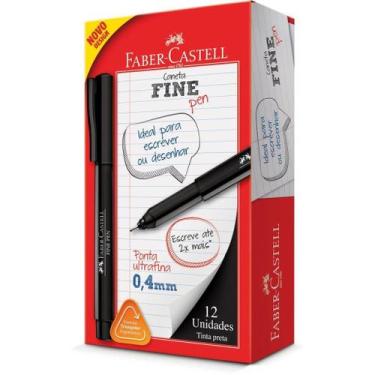 Imagem de Caneta Ponta Porosa Fine Pen 0,4mm UltraFina Preta 12U Faber - FABER-C