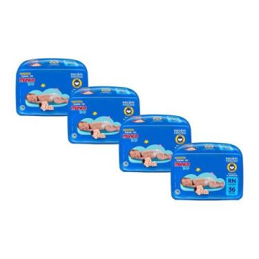 Imagem de Kit 4 Fraldas Turma da Mônica Baby Jumbo RN com 36un cada