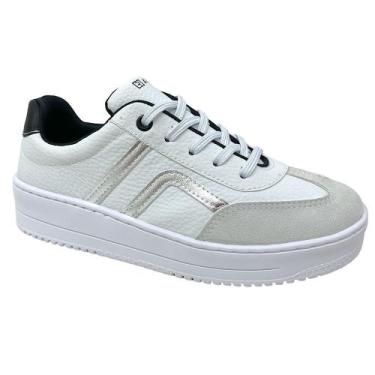 Imagem de Tênis Casual Feminino Ramarim Plataforma 2491103, Branco, Prata, 35