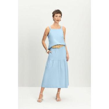 Imagem de Blusa feminina regata em linho Essendi -AZUL CLARO, Azul claro, P
