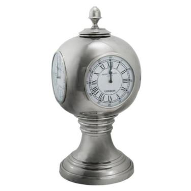 Imagem de Relógio de Mesa Decorativo Todo Prateado Romanos - LUXdécor