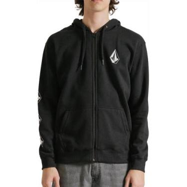 Imagem de Moletom Volcom Aberto Iconic Stone WT24 Masculino Preto, Preto, P