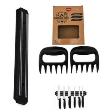 Imagem de Kit Garra Garfo Desfiador Carnes Churrasco Barra Magnética - Clink