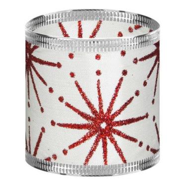 Imagem de Fita De Natal Cetim Glitter Vermelho 5cm X 10m - Fitas Regina Woldmann