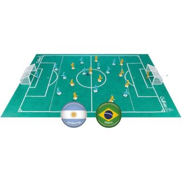 Imagem de Jogo de Futebol de Botão Club 2 Brasil X Argentina com Campo em TNT e Maleta Gulliver