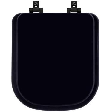 Imagem de Assento Sanitário MDF Soft Close Quadra Preto para Vaso Deca com Ferra
