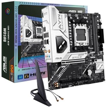 Imagem de Placa Mãe Asus B850M AYW Gaming Wi-Fi com Socket AM5 e DDR5 para Jogos RGB 24.4CM Micro ATX