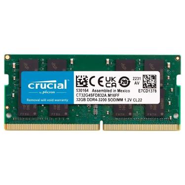 Imagem de Memória RAM para Notebook Crucial CT32G4SFD832A DDR4 32GB 3200MHz com Desempenho Confiável e Durabilidade Preto