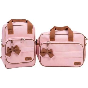 Imagem de Kit Bolsa e Mochila Premium Rosa Claro Maternidade Laleli