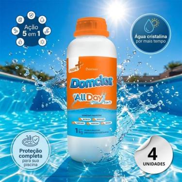 Imagem de Cloro Domclor All Day 1kg para Piscina  Kit com 4 Unidades
