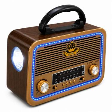 Imagem de Rádio Retro Vintage Marrom Am Fm Sw Usb Aux Bluetooth Bateria Recarreg