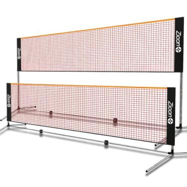 Imagem de Conjunto de rede portátil Badminton – rede esportiva de nylon com altura ajustável com bastões de aço inoxidável, bolsa de transporte, para vôlei infantil, tênis, pickleball, futebol, quadra interna, externa, quintal, praia, garagem.