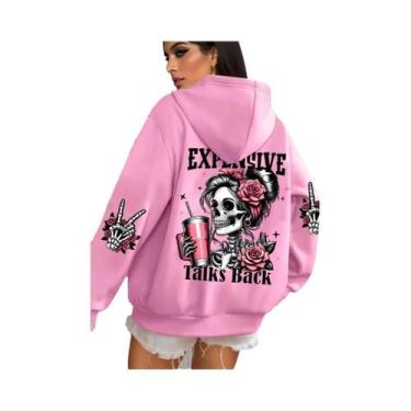 Imagem de Moletom Feminino Multicolorido Com Estampa Engraçada, Casual E Solto, 