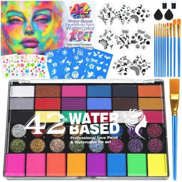 Imagem de Kit de pintura facial Jobsonslates 42 cores ativado por água