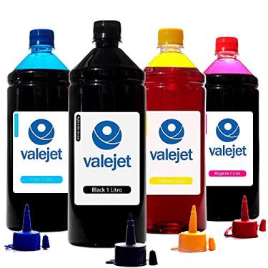 Imagem de Kit 4 Tintas para Epson 504 | T504 Valejet Black Pigmentada | Coloridas Corante 1 Litro
