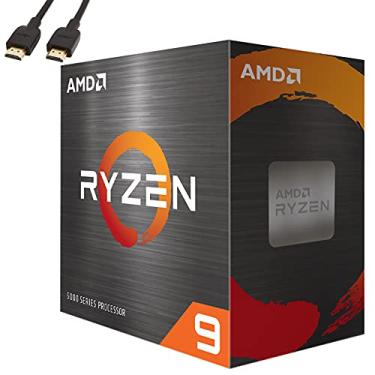 Imagem de AMD Ryzen 9 5900X 12 núcleos, 24 linhas 3,7 GHz 64 MB processador de jogos desbloqueado para desktop – 7 nm, 5ª geração, 4,8 GHz Max Boost Clock CPU – 100-1000061WOF – Cabo HDMI BROAGE – 1 unidade