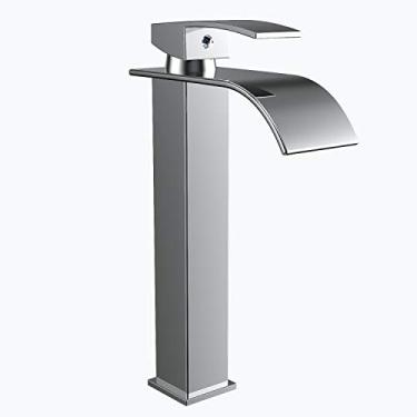 Imagem de Torneira Curva Alta para Lavabo Banheiro Cuba Sobrepor Cromada Cobre Preta Dourada