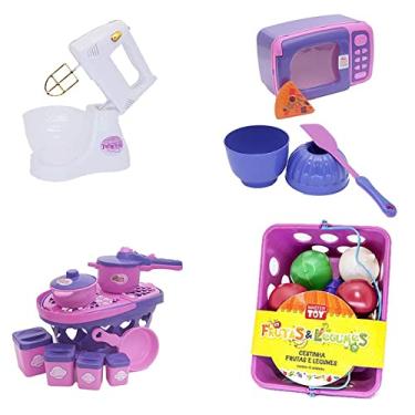 Imagem de Brinquedo Cozinha Menina Microondas Mercado Batedeira 27p