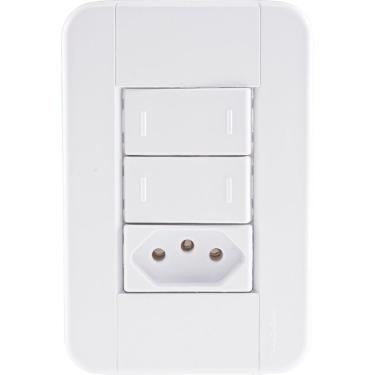 Imagem de Conjunto 4x2 com 2 Interruptores Paralelos 10 A 250 V e 1 Tomada 2P+T 20 A 250 V Tramontina Tablet Branco Tramontina