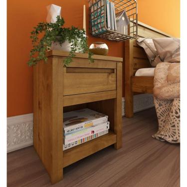 Imagem de Mesa de Cabeceira 1 Gaveta 1 Nicho Madeira Maciça Madma Artemobili