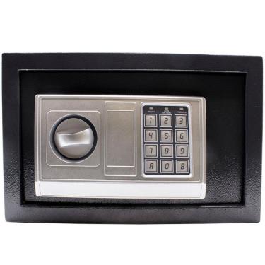 Imagem de Cofre Eletrônico Digital Preto 31x20x20 cm com Chave e Senha