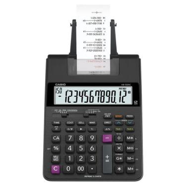 Imagem de Calculadora com Bobina 2.0 Linha com 2 Cores Impressão Preta Casio HR-100RC-BK-B-DC