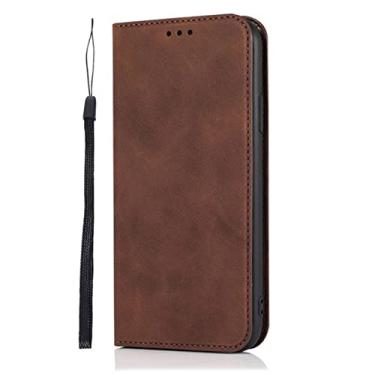 Imagem de GSYH Capa para iPhone 13 Pro Max/13 Pro/13/13 Mini, Capa carteira de couro legítimo à prova de choque com compartimentos para cartão Capa magnética Folio TPU Shell Kickstand Proteção de câmera, Marrom, 13pro 15,1 cm