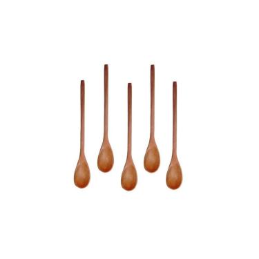 Imagem de Kit 5 Peças Colher De Pau Madeira Modelos Mingau 27 Cm