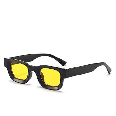 Imagem de Óculos de sol de armação pequena masculinos femininos vintage quadrado óculos de sol designer espelho côncavo preto tons de UV400, preto amarelo, 3832