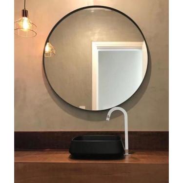 Imagem de Espelho Redondo Decorativo 64 Cm Com Moldura De Aço Carbono Design Rec