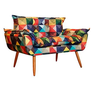 Imagem de Poltrona Namoradeira Opalla 02 Lugares Suede Estampado Colorido - DS Estofados