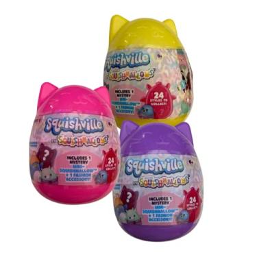 Imagem de Squishmallows Squishville Mystery Mini Series 2 Pacote de surpresa de pelúcia sortidas – cores e estilos podem variar (pacote com 3)