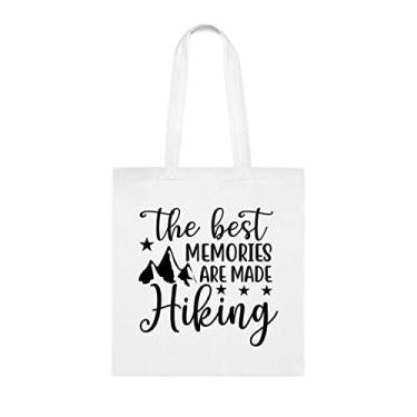 Imagem de Sacola de caminhada The Best Memories Are Made para caminhada, presente divertido, bolsa de ombro, bolsas reutilizáveis, ideia de presente de cesta de Natal de aniversário, Branco