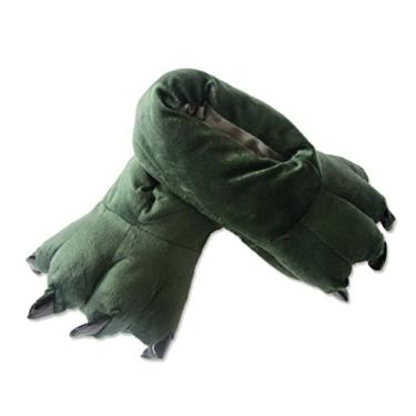 Imagem de MizHome Pantufas unissex macias com garra de pata para casa, Verde, Large