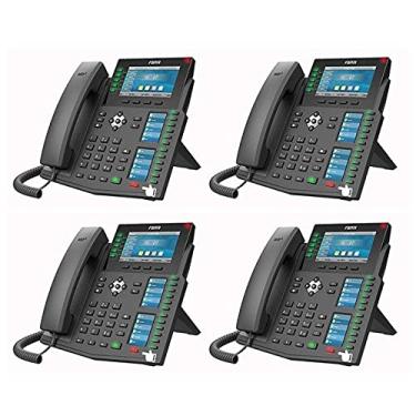 Imagem de Fanvil Telefone IP X6U de alta qualidade com 20 linhas SIP, porta dupla Gigabit PoE integrada (pacote com 4)