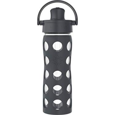 Imagem de Lifefactory Tampa flip ativa de 473 ml, garrafa de água de vidro de carbono