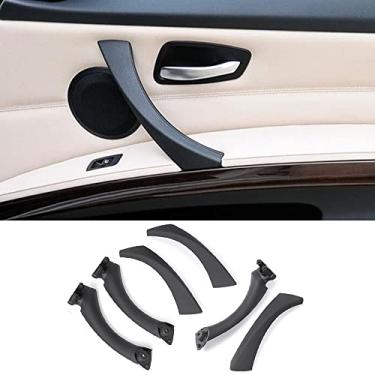 Imagem de CHUANGHUI Maçaneta de porta de carro para BMW Série 3 E90 E91 2006-2012 Maçanetas de porta interior substituir capa conjunto de maçaneta de porta de carro 323i 325i 328i 330i 335i (preto)