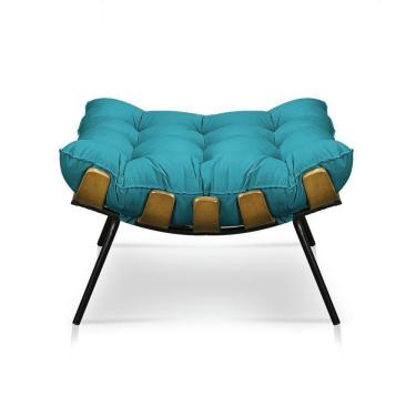 Imagem de Puff Costela Sala E Escritório Suede Azul Turquesa