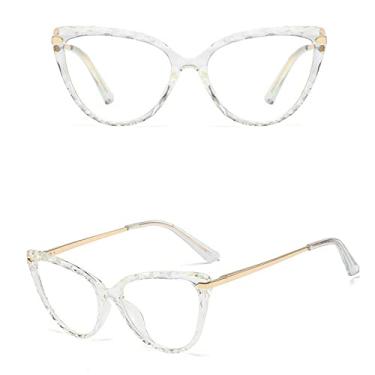 Imagem de Óculos de olho de gato fashion para mulheres retrô feminino óculos claros populares mate, 5, china