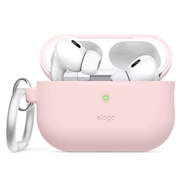 Imagem de elago Compatível com AirPods Pro 2 (2022), capa de silicone com chaveiro, LED frontal visível, suporta carregamento sem fio [rosa adorável]