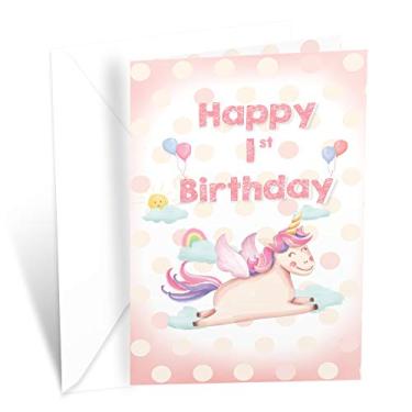 Imagem de Prime Greetings Primeiro (1º) cartão de aniversário, feito nos EUA, ecológico, cartão grosso com envelope premium 12,7 cm x 19,7 cm, embalado em caixa de proteção