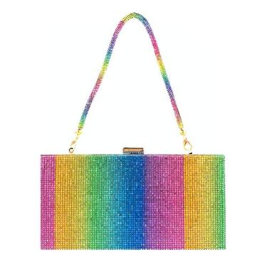 Imagem de Van Caro Bolsa feminina clutch tiracolo tiracolo para festa e noite, 5695 Big Rainbow, One Size