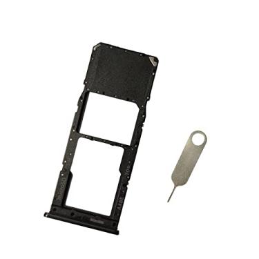 Imagem de A12 Suporte de substituição para slot de bandeja de cartão SIM único peças para Samsung Galaxy A12 de 6,5 polegadas SM-A125F A125 A125F A125M A125G 2020 (preto)