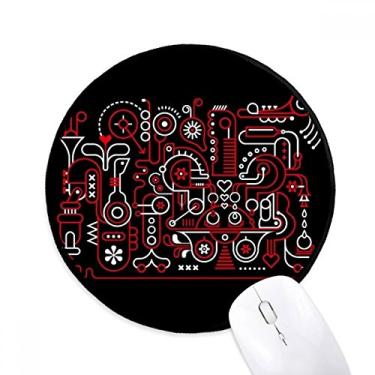 Imagem de Graffiti Street abstrato vermelho branco padrão mouse pad desktop escritório tapete redondo para computador