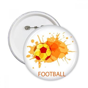 Imagem de Broche redondo de futebol futebol laranja esportivo emblema botão decoração 5 peças