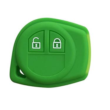 Imagem de YJADHU Capa de chave de carro de gel de sílica capa de chave para chaveiro alarme, apto para janela Suzuki Grand Liana Suzuki Sx4 Swift Vitara Amagatarai, verde
